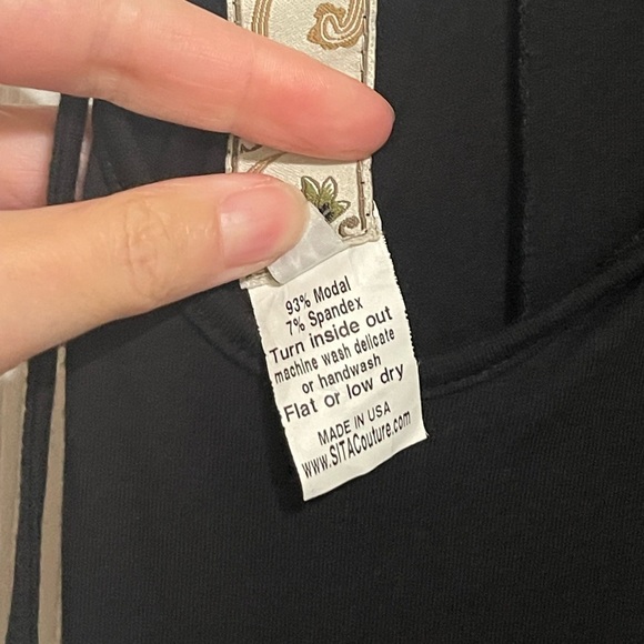 SITA Black Criss Cross Backless Maxi Dress Modal Spandex Tie Accent Medium - Picture 10 of 11